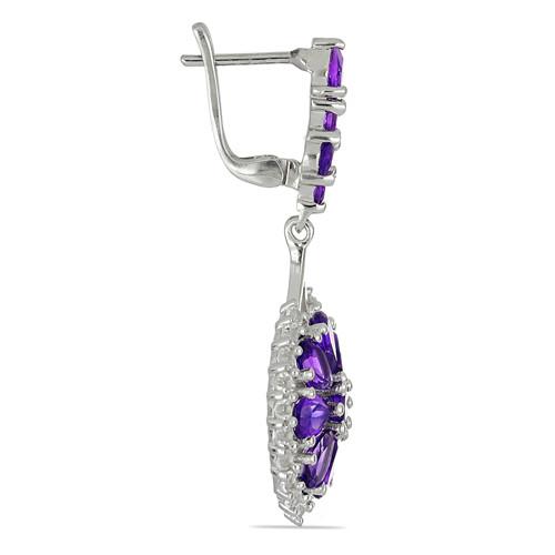 BUY AFRICAN AMETHYST GEMSTONE EARRINGS IN 925 SILVER